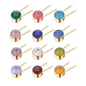 Austauschbarer mehrfarbiger Kristall-Anh&auml;nger mit 50cm Kette in Goldton