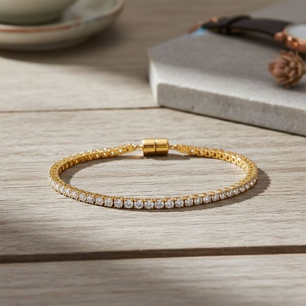 D'Joy Moissanit Armband ca. 19 cm 925 Silber 750 Gelbgold Vermeil ca. 5,36 ct. image number 1