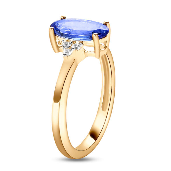 AA Tansanit und Zirkon Seitenstein Ring 375 Gelbgold image number 5