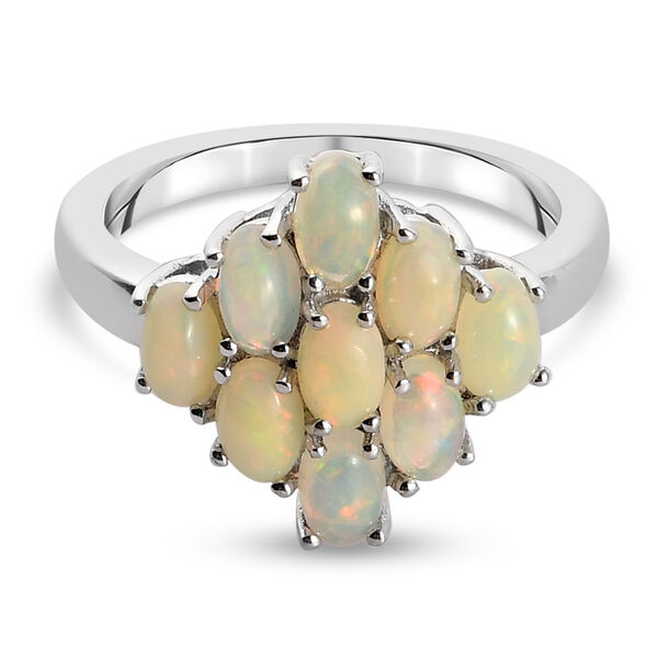Natürlicher Äthiopischer Opal Cluster Ring 925 Silber Platin-Überzug image number 5