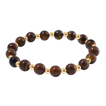 Gelbes Tigerauge Armband ca. Flexibles cm Standard gelb vergoldet ca. 60.00 ct