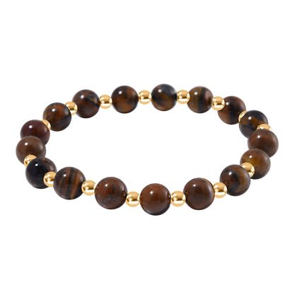 Gelbes Tigerauge Armband ca. Flexibles cm Standard gelb vergoldet ca. 60.00 ct