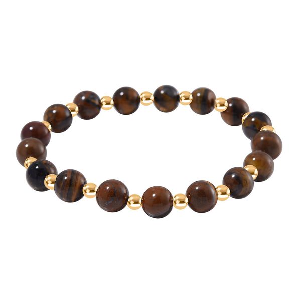 Gelbes Tigerauge Armband ca. Flexibles cm Standard gelb vergoldet ca. 60.00 ct