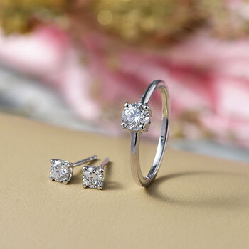 D'Joy Moissanit Schmuckset, 925 Silber platiniert - 1,34 ct.