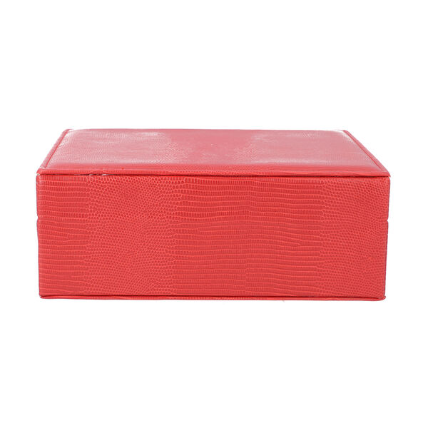 Schmuck Organizer mit Krokopr&auml;gung, Spiegel und F&auml;cher, 23,5x18,5x8,5 cm, Rot image number 5