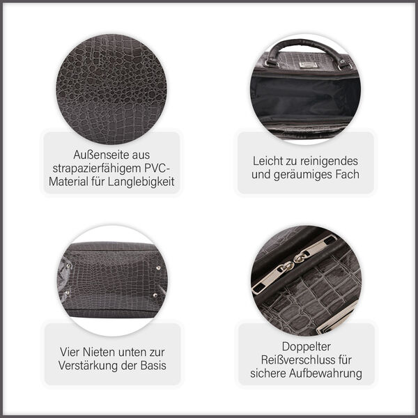 Weekender Reisetasche, 45x33x22cm, Krokodilmuster, Grau image number 11