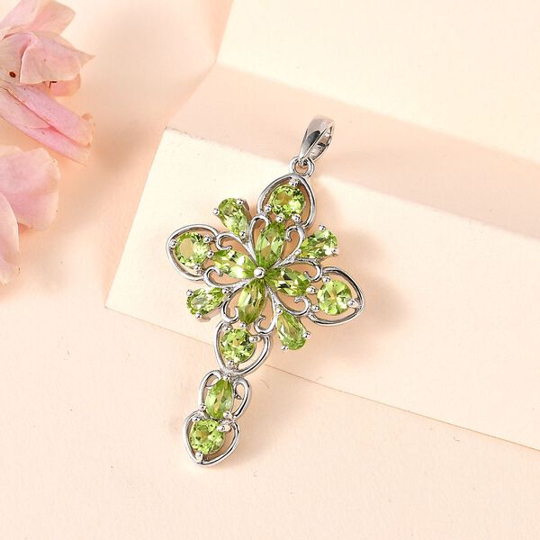 Peridot Anhänger 925 Silber platiniert ca. 3.45 ct image number 2