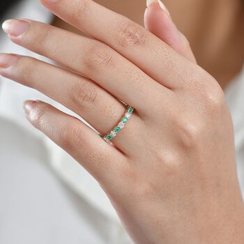 LUXURIANT SI-GH Labor Diamant und kolumbianischer Smaragd Ring in 417 Gold - 1,46 ct.