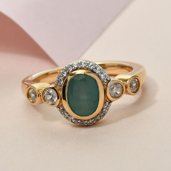 Grandidierit und Zirkon Ring 925 Silber vergoldet  ca. 1,11 ct image number 2