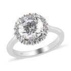 LUSTRO STELLA Hergestellt mit ZIRKONIA Halo Ring 925 Silber Platin-Überzug (Größe 20.00) ca. 3,71 ct image number 6
