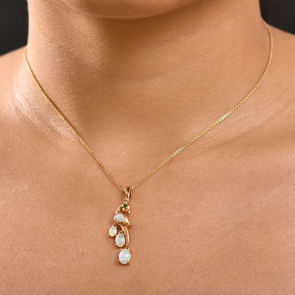 AA Natürlicher, äthiopischer Welo Opal Anhänger 925 Silber 750 Gelbgold Vermeil ca. 1.36 ct image number 3