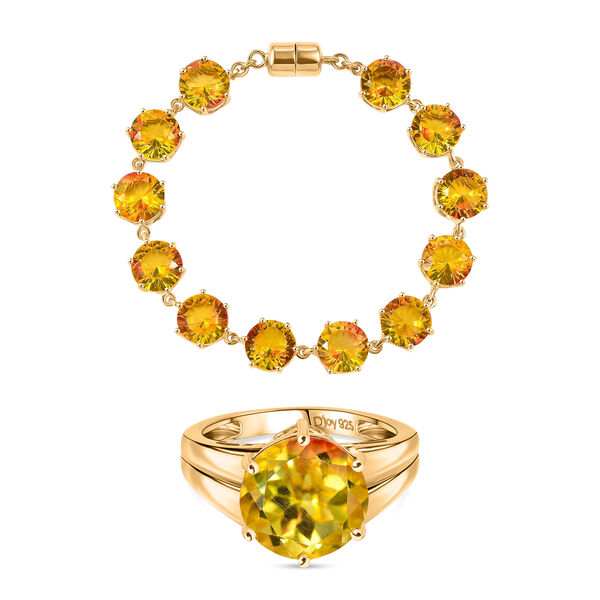 D'Joy Sphaleros Quarz Ring und 19cm Armband