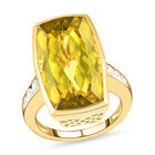 Ouro Verde-Quarz und weißer Zirkon-Ring, 925 Silber vergoldet  ca. 16,38 ct image number 3