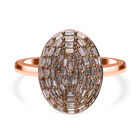 Natürlicher Champagner Diamant Ring, 925 Silber Roségold Vermeil (Größe 16.00) ca. 0.50 ct