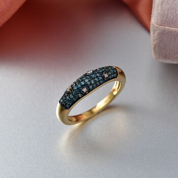 D'Joy blauer und wei&szlig;er Diamant zweifarbiger Ring - 0,35 ct.