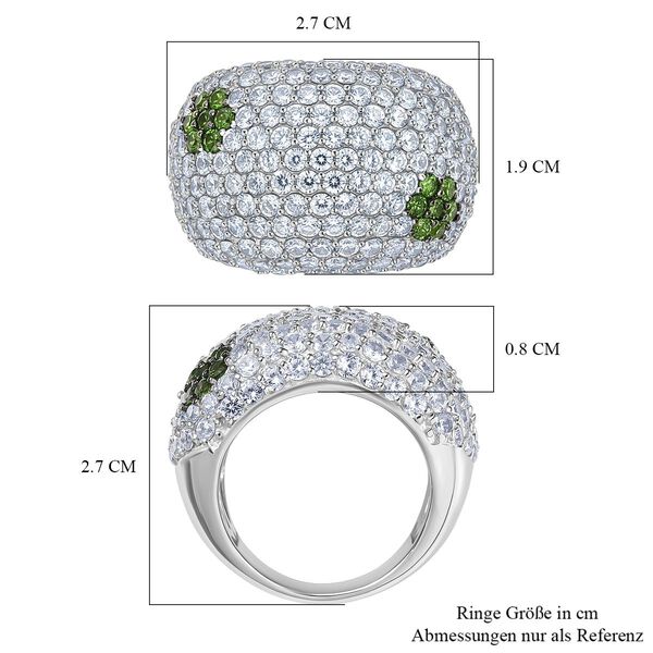 D'Joy Weißer Zirkon, Natürlicher Chromdiopsid Ring 925 Silber rhodiniert (Größe 17.00) ca. 7,97 ct image number 6