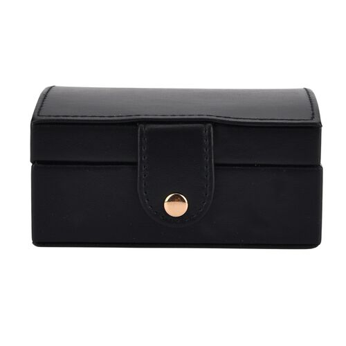 "PU small travel Jewellery box, size: 12x9.5x6.5cm; weight: 159g material: PU  Color: Black" image number 1