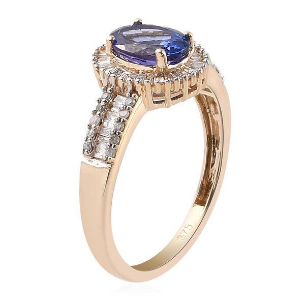 AA Tansanit und Diamant Halo Ring 375 Gelbgold image number 4