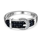 Blauer Diamant P3, Weißer Diamant Ring, 925 Silber rhodiniert (Größe 17.00) ca. 0.25 ct
