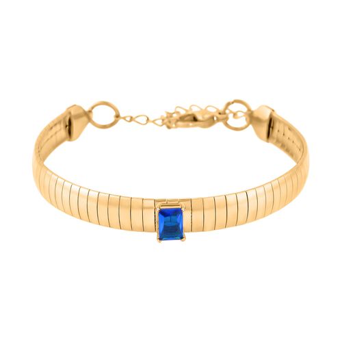 Blauer Zirkonia Armband, ca. 19 cm Reiner Edelstahl, vergoldet image number 0