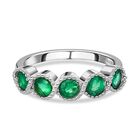 Kagem Sambischer Smaragd Ring, 925 Silber platiniert (Größe 19.00) ca. 1.00 ct