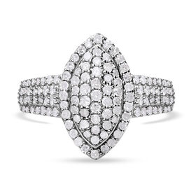 Weißer Diamant Ring 925 Silber platiniert (Größe 18.00) ca. 0.98 ct