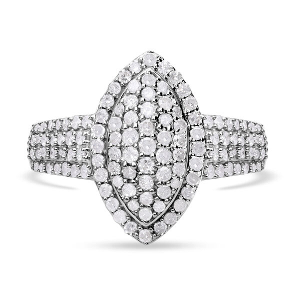 Wei&szlig;er Diamant Ring 925 Silber platiniert (Gr&ouml;&szlig;e 18.00) ca. 1.00 ct marquise 1.00 ct