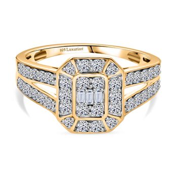 LUXURIANT DIAMOND -Lab Grown Diamant SI-GH Ring, 925 Silber 750 Gelbgold Vermeil (Gr&ouml;&szlig;e 21.00) ca. 1.00 ct