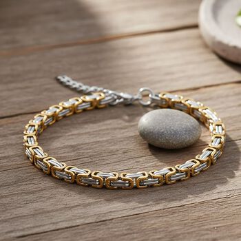 K&ouml;nigsarmband, 316L Edelstahl, ca. 19 cm + 5 cm Extender, Bicolor