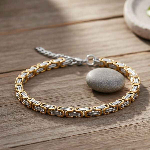 K&ouml;nigsarmband, 316L Edelstahl, ca. 19 cm + 5 cm Extender, Bicolor image number 2