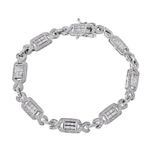 Weißer Zirkonia Armband ca. 19 cm 925 Silber rhodiniert image number 0