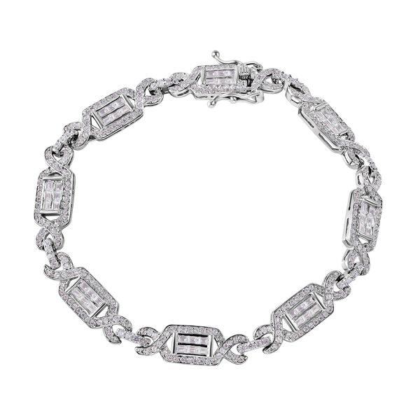 Weißer Zirkonia Armband ca. 19 cm 925 Silber rhodiniert image number 0