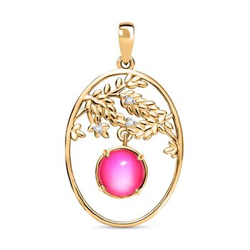 , Wei&szlig;er Zirkon Anh&auml;nger 925 Silber 750 Gelb Vergoldet ca. 2,38 ct.