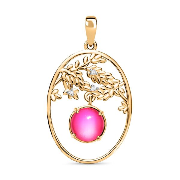 , Weißer Zirkon Anhänger 925 Silber 750 Gelb Vergoldet ca. 2,38 ct. image number 0