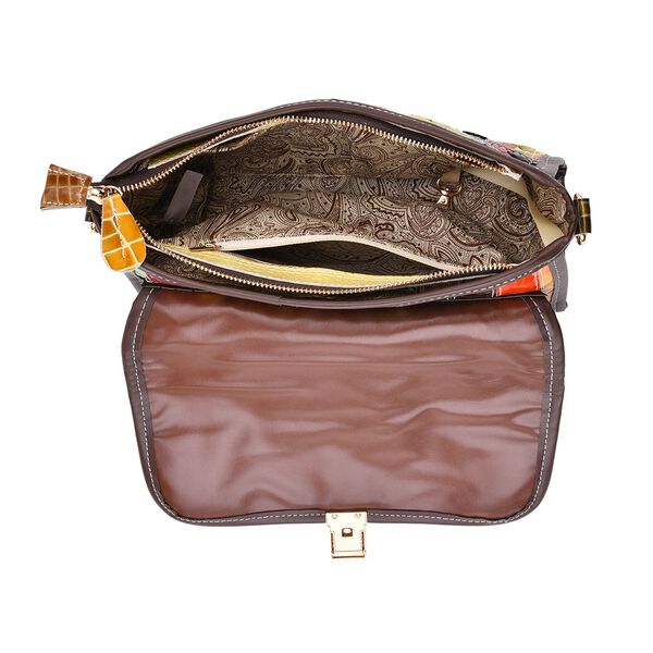 Chaos by Elsie Crossbody-Tasche aus echtem Leder, RFID-Schutz, Doppel-Rauten-Design und Mini-Taschenlampe, 28x10x18 cm image number 6