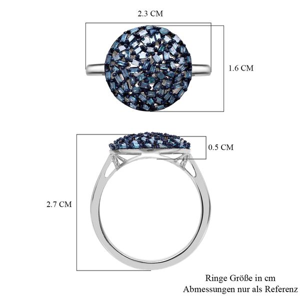 Blauer Diamant Ring, 925 Silber platiniert (Größe 16.00) ca. 0.50 ct image number 6