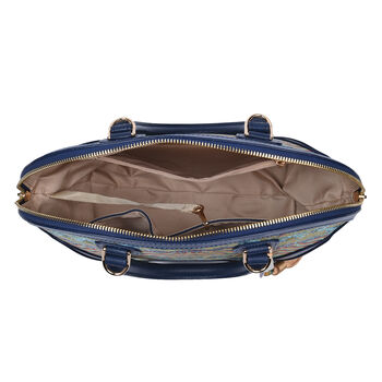 Brokat-Handtasche mit 100% Leder-Griffen, mit Jade-Quaste, Wellen-Muster, Gelb