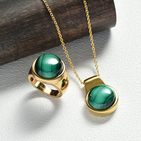 EVER TRUE AAA Malachit Schmuckset ca. 50 cm (Größe 17) ca. 30,00 ct. image number 1