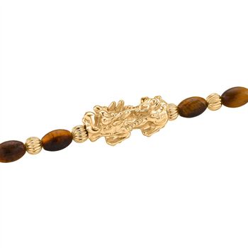 Tigerauge Halskette ca. 45cm + 5cm extender, gelb vergoldet ca. 50.00 ct