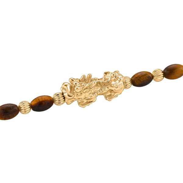 Tigerauge Halskette ca. 45cm + 5cm extender, gelb vergoldet ca. 50.00 ct image number 4