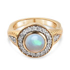 Natürlicher Äthiopischer Opal und Zirkon Ring 925 Silber 585 Vergoldet image number 0