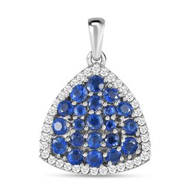 Kaschmir Kyanit und Zirkon Anhänger, 925 Silber platiniert ca. 3.92 ct