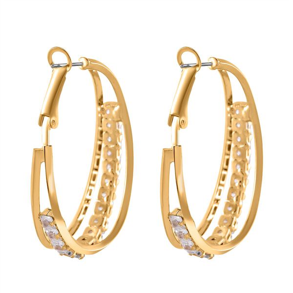 Wei&szlig;e Kristall Ohrringe, goldfarben image number 5