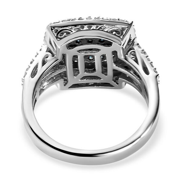 Blauer und wei&szlig;er Diamant Ring, 925 Silber platiniert (Gr&ouml;&szlig;e 20.00) ca. 1.00 ct image number 6