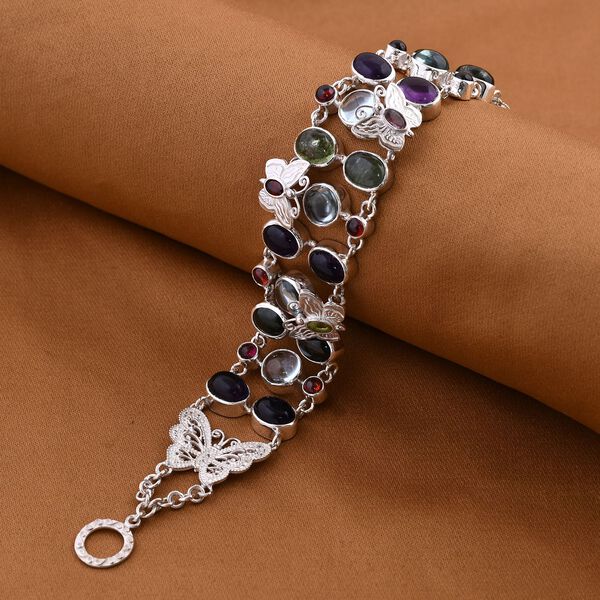 Royal Bali - Limitierte Auflage mehrfarbiges Armband mit Himmelblauer Topas, Peridot ca. 19 cm, 925 Silber ca. 35.81 ct image number 1