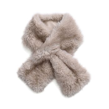 Schal mit Kunstfell in Felloptik, Einheitsgr&ouml;&szlig;e, Beige