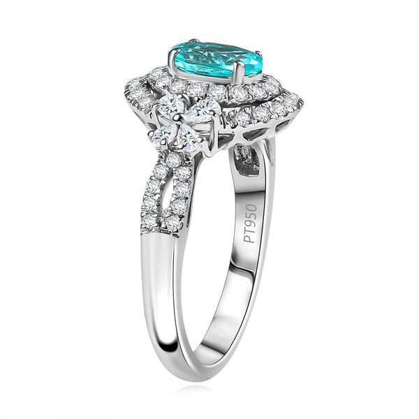 RHAPSODY zertifiziert und geprüft AAAA Paraiba Turmalin und VS-EF Diamant Ring, 950 Platin - 2 ct. image number 3