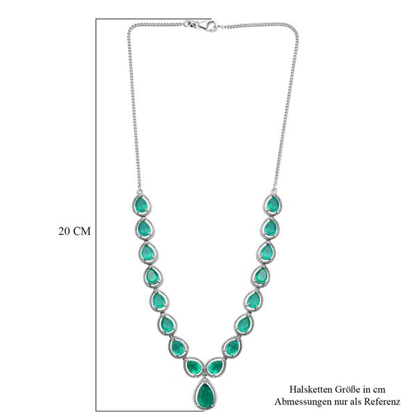 Smaragd-Quarz-Triplette Halskette, ca. 45 cm, 925 Silber platiniert, ca. 26.73 ct image number 5