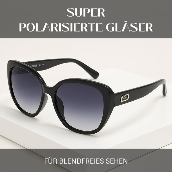 SOLE UND LUCE Swiss Eyewear Hepburn Sonnenbrille, Ultra Polarisierte Gl&auml;ser, UV400 Schutz, Schwarz image number 1