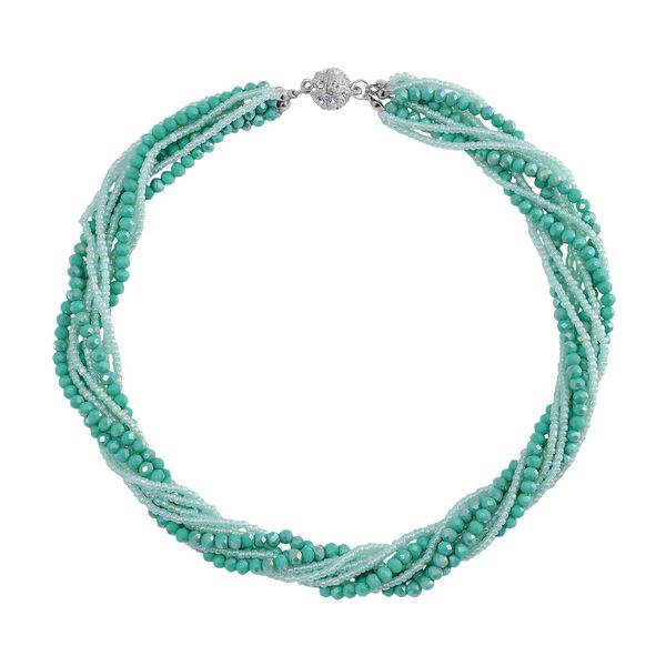 2er Set - gr&uuml;n Kristall, Wei&szlig;er Kristall Halskette und Ohrringe image number 2